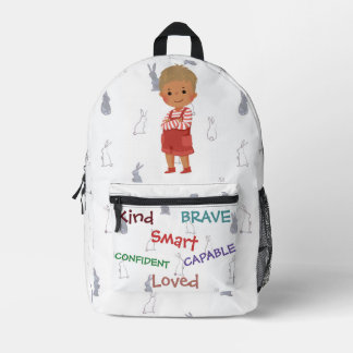 Kind Capable Smart Loved - Personalized Kid Backpa プリントバックパック