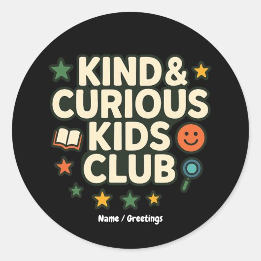 Kind & Curious Kids Club Positive Growth Mindset  ラウンドシール (正面)