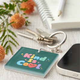 "Kind is Cool" パステルレトロなタイポグラフィーがかわいいアクリルキーホルダー キーホルダー