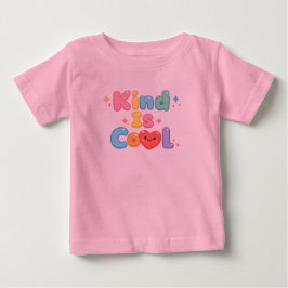 Kind is Cool パステルレトロ風バルブタイポグラフィキッズTシャツ ベビーTシャツ