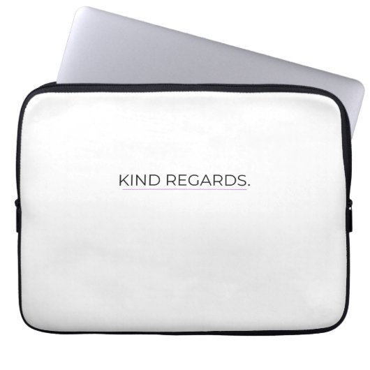 Kind Regards Minimalist Typographic Laptop Sleeve ラップトップスリーブ (正面)