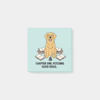Kind Scholar Golden Retriever Bookish Yellow Art ポストイット