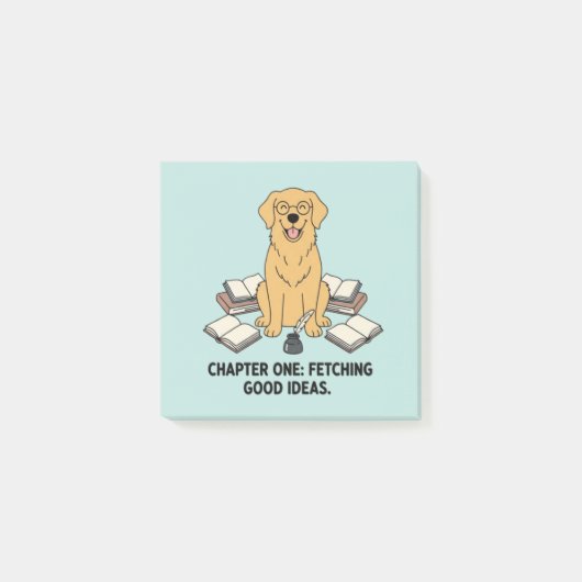 Kind Scholar Golden Retriever Bookish Yellow Art ポストイット (正面)