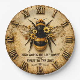 Kind Words Are Like Honey Bee Rustic Farmhouse ペーパープレート