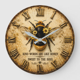 Kind Words Are Like Honey Bee Rustic Farmhouse ラージ壁時計