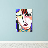 Kinda悲しい抽象芸術デジタルポートレートの女性 キャンバスプリント (インサイチュ (ウッドフロア))