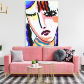 Kinda悲しい抽象芸術デジタルポートレートの女性 キャンバスプリント (インサイチュ (リビング))