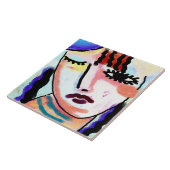 Kinda悲しい抽象芸術デジタルポートレートの女性 タイル (側面)