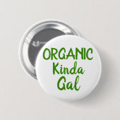 Kinda オーガニック Galグリーンホワイトラウンドボタンピン 缶バッジ (正面&裏面)