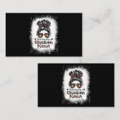 Kinda Busy Being A Chicken Mom Messy Bun Floral Ba 名刺 (正面/裏面)