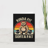 Kinda Fit Sorta Fat Funny Cute Bear Weightlifter  カード (正面)