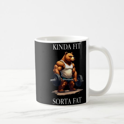 Kinda Fit Sorta Fat - Funny Gym Bear Weightlifting コーヒーマグカップ (右)
