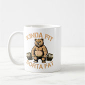 Kinda Fit Sorta Fat - Funny Gym Bear Weightlifting コーヒーマグカップ (左)