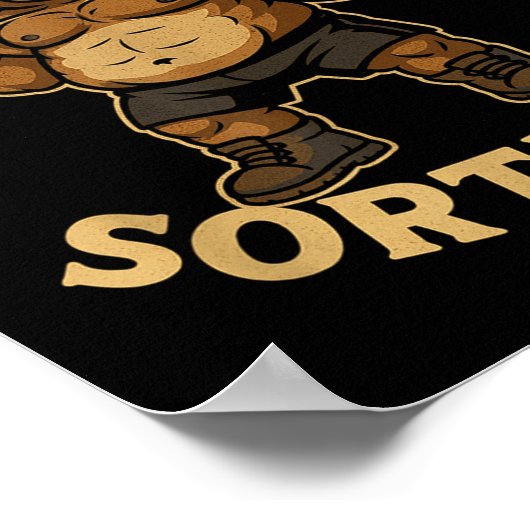 Kinda Fit Sorta Fat - Funny Gym Bear Weightlifting ポスター (角)