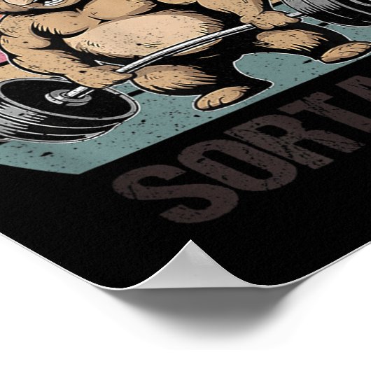 Kinda Fit Sorta Fat - Funny Gym Bear Weightlifting ポスター (角)