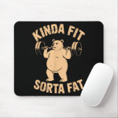 Kinda Fit Sorta Fat - Funny Gym Bear Weightlifting マウスパッド (マウス)