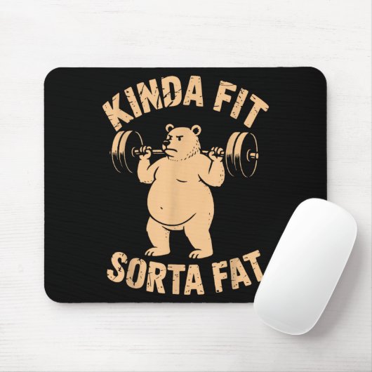 Kinda Fit Sorta Fat - Funny Gym Bear Weightlifting マウスパッド (マウス)