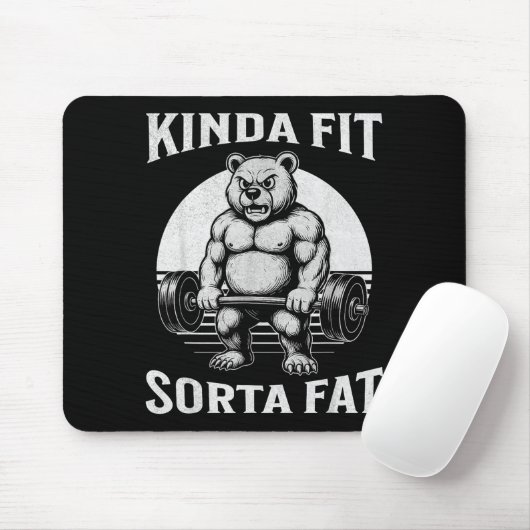 Kinda Fit Sorta Fat Funny Gym Bear Werlifting  マウスパッド (マウス)