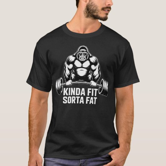 Kinda Fit Sorta Fat Funny Gym Gorillas Workout Tシャツ (正面)