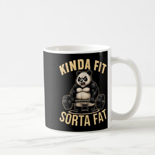 Kinda Fit Sorta Fat - Funny Gym Panda Weightliftin コーヒーマグカップ (右)