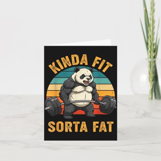Kinda Fit Sorta Fat Funny Gym Panda Weightlifting  カード (正面)