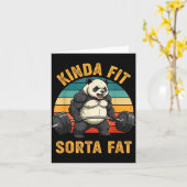 Kinda Fit Sorta Fat Funny Gym Panda Weightlifting  カード (黄色い花)