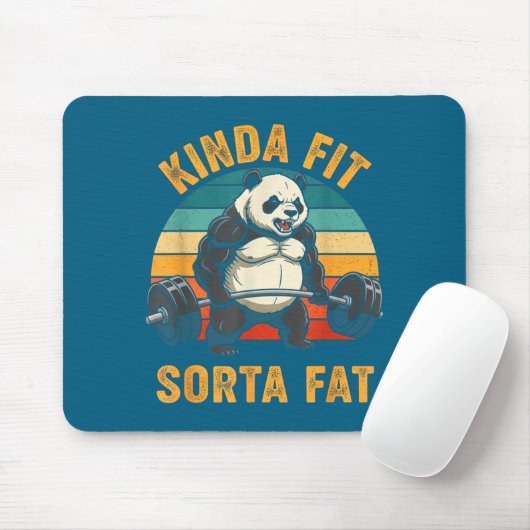 Kinda Fit Sorta Fat Funny Gym Panda Weightlifting  マウスパッド (マウス)