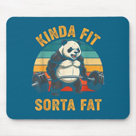 Kinda Fit Sorta Fat Funny Gym Panda Weightlifting  マウスパッド (正面)