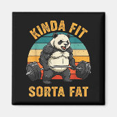 Kinda Fit Sorta Fat Funny Gym Panda Weightlifting  マグネット (正面)