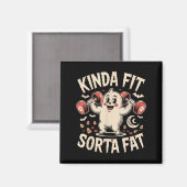 Kinda Fit Sorta Fat Funny Gym Retro Cute Ghost Vin マグネット (正面/裏面)