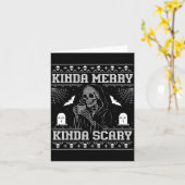 Kinda Merry Kinda Y Alt Goth Ugly Christmas Sweate カード (黄色い花)