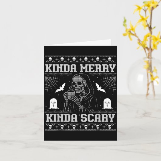 Kinda Merry Kinda Y Alt Goth Ugly Christmas Sweate カード (黄色い花)