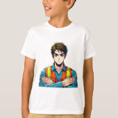 Kinder Basic T-Shirt mit Manga-Sicherheitsfachmann Tシャツ (正面)