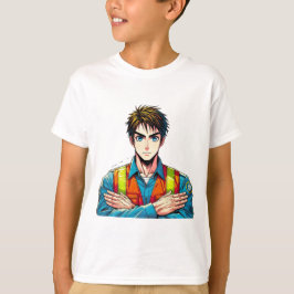 Kinder Basic T-Shirt mit Manga-Sicherheitsfachmann Tシャツ