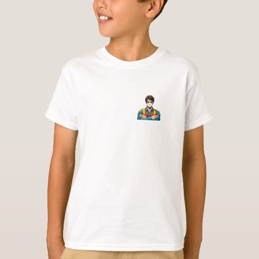 Kinder Basic T-Shirt mit Manga-Sicherheitsfachmann Tシャツ (正面)