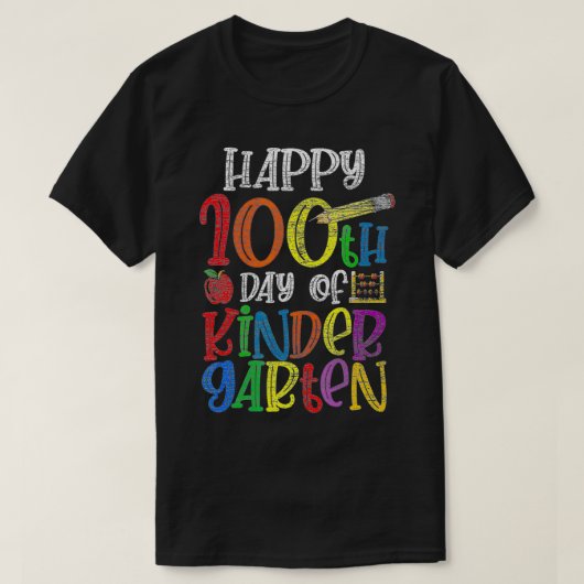Kinder Gartenの幸せな100th日Schoooの100日 Tシャツ (デザイン正面)