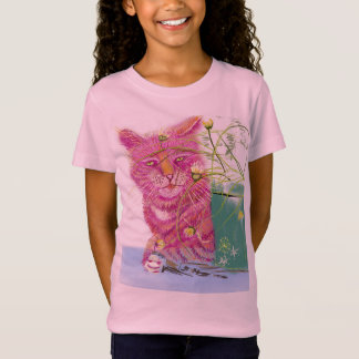 Kinder Shirt mit Katze Pfötchen in Pink. Tシャツ