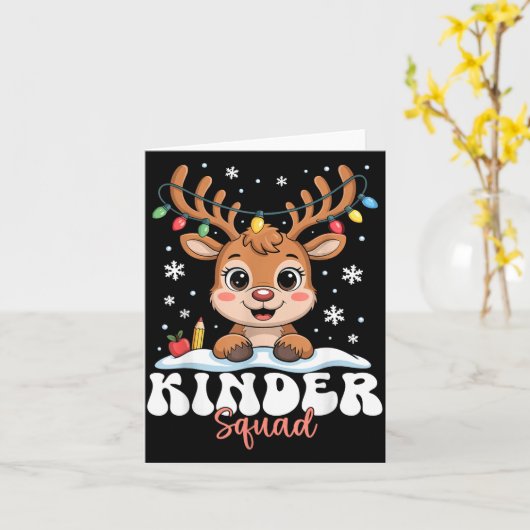 Kinder Squad Reindeer Christmas Lights Cute Winter カード (黄色い花)