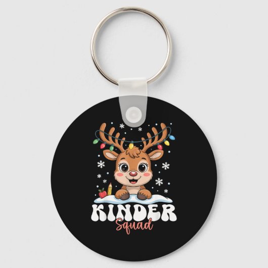 Kinder Squad Reindeer Christmas Lights Cute Winter キーホルダー (正面)