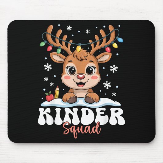 Kinder Squad Reindeer Christmas Lights Cute Winter マウスパッド (正面)