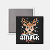 Kinder Squad Reindeer Christmas Lights Cute Winter マグネット (正面/裏面)