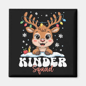 Kinder Squad Reindeer Christmas Lights Cute Winter マグネット (正面)
