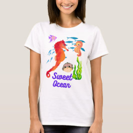 Kinder T- Shirt, süsses Seepferdchen im Ocean Tシャツ