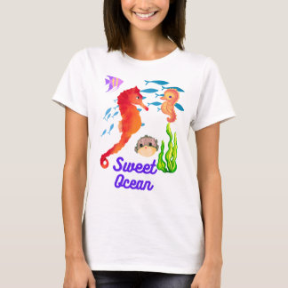 Kinder T- Shirt, süsses Seepferdchen im Ocean Tシャツ