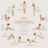 Kinder Yoga Sonnengruß im Aquarellstil – Boho Yoga シール (正面)
