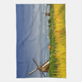 Kinderdijk、オランダのオランダの風車 キッチンタオル (縦)