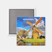 KINDERDIJK、オランダ マグネット (正面/裏面)