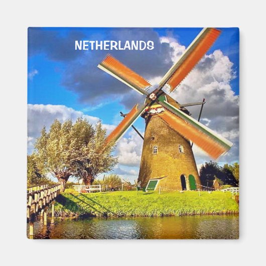 KINDERDIJK、オランダ マグネット (正面)