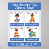 Kindergarten Book Care Teacher Anchor Chart ポスター (正面)