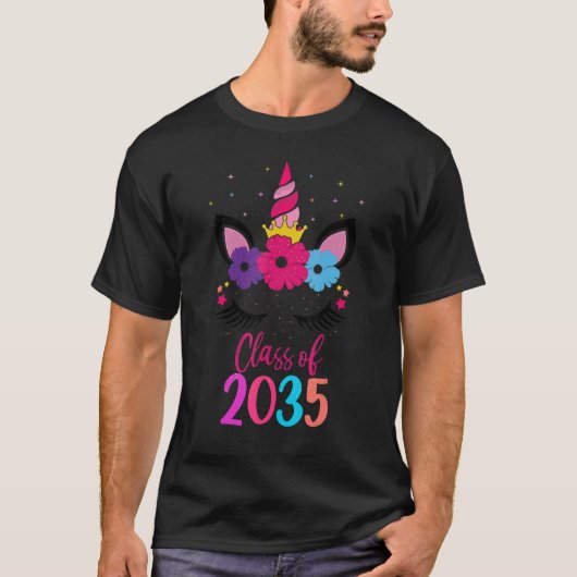 Kindergarten Class Of 2035 Unicorn First Day Of Sc Tシャツ (正面)